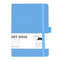 Detailed view of blue leather soft cover dotted journal with 160 pages and elastic strap - A5 / Blue