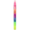 Rainbow six-color stackable bear crayon highlighter for kids and DIY journaling - Bulk Packaging / Transparent Cylindrical Shape
