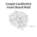 Detailed view of couple silhouette silicone mold for DIY resin candle holder with dimensions - Couple Candle Insert