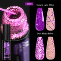 Macro detail of purple reflective glitter line gel polish with high-density sparkle effect - Fluorescent Diamond Line Gel 10 (Purple)