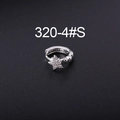 Silberner Sternohrring mit weißen Zirkonia-Steinen in Pavé-Fassung am runden Reifen - Stern Anhänger - Silber (4# Silber)