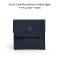 Navy blue granular velvet jewelry pouch with snap button closure, sized 7x7cm - 小号款(7cm*7cm) / Dark Blue