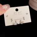 S925 silver needle earring set featuring butterfly tulip and pearl designs in silver color - Silver-Tulip Flower Set (88#)