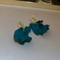 Vintage gold textured earrings with matte green petals and butterfly pearl accents - 74# Stud Earrings-Eco-Green