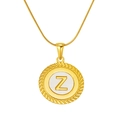 18K gold-plated snake chain necklace with round letter Z shell pendant for women - Letter Z (S-P005-Z)