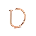 Macro view of a polished D-shaped rose gold nose ring made of high-quality stainless steel - Style B / 0.8x8mm / Rose Gold