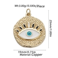 Macro shot of 25mm gold-toned copper evil eye charm with precise size and weight specs - CX140-9 (Blue White Black Enamel)