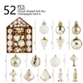Set di 52 decorazioni natalizie color champagne in scatola a forma di casa - Set da 52 pezzi / Champagne Oro Tipo A