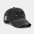 Berretto da baseball vintage grigio scuro in cotone lavato con ricamo New York - Regolabile / Nero