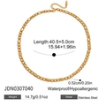 Detailansicht der 18K vergoldeten Edelstahlkette mit Größen- und Gewichtsangaben - Strass Rolo Kette Stil (JDN0307040)