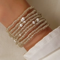 Bohemian multi-layer handmade waist chain with clear and white glass seed beads - Lucid White Transparent Style (0037)