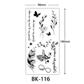 Sketch style temporary tattoo sheet with butterfly, flowers, and inspirational quotes - BK-116 / 96*190mm