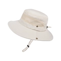 Beige outdoor sun hat with wide brim, breathable mesh panel and adjustable chin strap - Beige