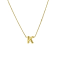 Classic 18k gold plated necklace featuring a 3D letter K initial alphabet pendant - Letter K