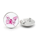 Retro-Brosche mit Schmetterling, rosa Schleife und silberner Metallrückseite - Stil 5-Schmetterling Silhouette/Rosa Schleife
