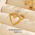 Minimalist gold heart-shaped stainless steel open ring with 1.7cm inner diameter - Hollow Heart Style (ZN1480-038)