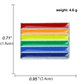 Rainbow enamel pride flag rectangle pin badge, 2.4cm x 1.8cm stylish metal brooch accessory - Rectangular Rainbow Flag Style (A00332)