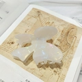 French vintage shark hair clip with white iridescent pearlescent bow and elegant finish - Mermaid White