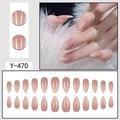 Faux ongles amande dégradé rose avec ensemble de 24 pièces et détail plume blanche - Dégradé Naturel Rose Nude (Y-470)