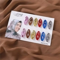 Set of 12 mixed color oval rhinestone hijab pins in gold, silver, and colorful metallic finishes - Set D (Metallic Colors Mix)