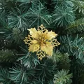 Golden glitter poinsettia flower with hollow mesh petals for Christmas tree decoration - 1# Gold