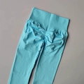High waist light blue yoga pants with scrunch butt lift design for women - Lake Blue