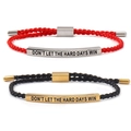 Inspirational couple rope bracelets set with engraved metal bars in red and black colors - Red Black Couple Set (JS-S25111504A)