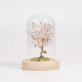 Natural crystal tree ornament with clear stones in a glass dome and wooden base - White Crystal / 11*7.5cm / No Box