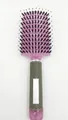 Purple translucent hair vent brush with anti-slip heart textured gray handle - With Boar Bristle / Gray Handle Glitter Purple (with Boar Bristle)