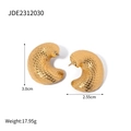 Ohrringe aus 18k vergoldetem Edelstahl mit Fischschuppen- und Wellendesign - JDE2312030 / 3D-Ohrringe mit Schuppentextur (JDE2312030) / Gold