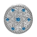 Detailed macro view of 925 sterling silver snowflake charm with blue crystals and rope texture - Snowflake Charm