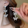 Elegant silver butterfly tassel earrings with sparkling crystals for a sophisticated look - 52# Silver Needle - Silver
