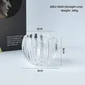 Clear pumpkin-shaped glass candle holder with vertical ribbing and 8cm diameter - Large Linear