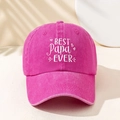 Rose pink washed cotton baseball cap with BEST PAPA EVER embroidery and heart design - One Size / Rose Red