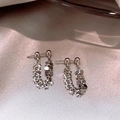 Silver U-shaped tassel earrings with hexagonal sequins and glittering inner layers - AL0003 Silver Hexagon Sequin Tassel