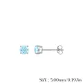 Light blue S925 sterling silver stud earring with 5mm sparkling zircon stone - Sea Blue - 5MM