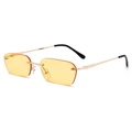 Lunettes de soleil rectangulaires sans monture avec verres jaunes et branches dorées - Monture Dorée Verres Jaunes