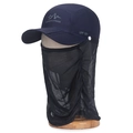 Dark blue quick-dry outdoor sun hat with UPF 50+ detachable face mesh and neck cover - Adjustable / Navy Blue