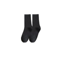 Classic black mid-calf cotton socks with vertical ribbed texture and elastic cuff - Ribbed Slouch Socks (Black)