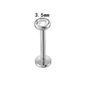 3.5mm silver G23 titanium labret stud with a clear round zircon crystal gem - 3.5mm Round / Silver