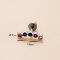 Silver cartilage stud with five multicolored round zircons in a curved flower design - Silver 4# Colorful Row Stones