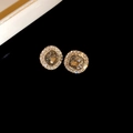 Boucles d'oreilles carrées dorées élégantes avec cristaux champagne et strass blancs - Tige d'oreille en argent - Or - Gris