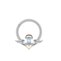 Silver angel wing nose ring with rainbow stone and golden halo accent accessory - Angel Style / Silver