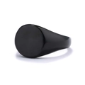 Minimalist black round signet ring in polished stainless steel for a modern look - Black (small Size) Mm / US Size 8