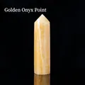Polished golden soapstone hexagonal crystal point wand with natural layered texture - Kindōseki / Single Point 7-8cm