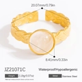 Adjustable 18k gold plated stainless steel ring with braided band and clear round stone - Pink Round Gemstone Style (JZ21071C)