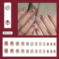 Cat-Eye-Klebenägel mit Sternenglitzer, burgunderroten Akzenten und Strass-Verzierungen - MY101 Funkelnde Galaxie (Mit Kleber)