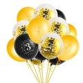 Dettaglio del set di palloncini per il 3° compleanno con palloncini in lattice oro e neri - 3Y