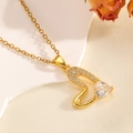 Collana con ciondolo a cuore dorato con cristalli scintillanti e zircone su oro - Stile Cuore con Zirconia Parziale Oro (T026)