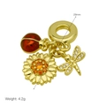Detaillierte 29mm Marienkäfer Libelle und Sonnenblume Anhänger aus 18k Gold Kupfer - DB241123-A (Dreifacher Anhänger: Sonnenblume/Marienkäfer/Libelle)